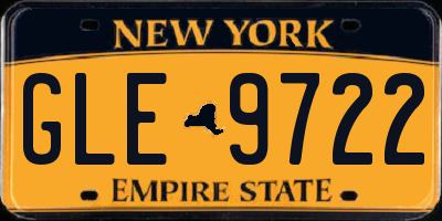 NY license plate GLE9722