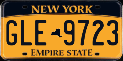 NY license plate GLE9723