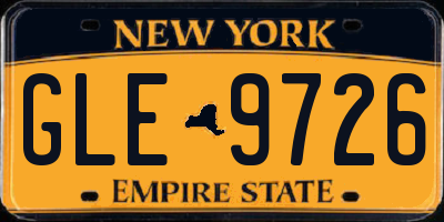 NY license plate GLE9726