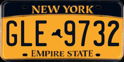 NY license plate GLE9732