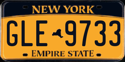 NY license plate GLE9733