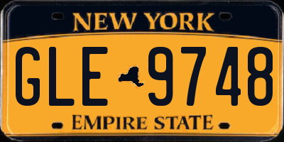 NY license plate GLE9748
