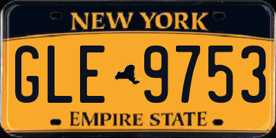 NY license plate GLE9753