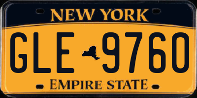 NY license plate GLE9760