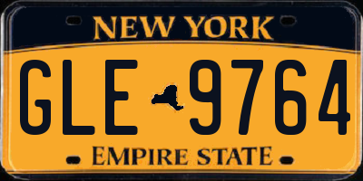 NY license plate GLE9764