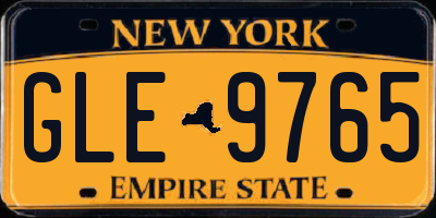NY license plate GLE9765