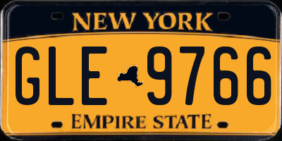 NY license plate GLE9766