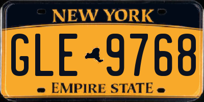 NY license plate GLE9768