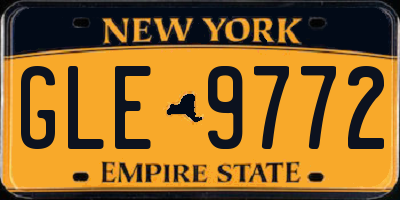 NY license plate GLE9772