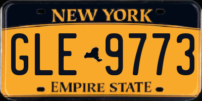 NY license plate GLE9773