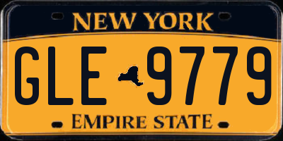 NY license plate GLE9779