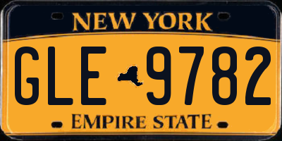 NY license plate GLE9782