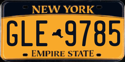 NY license plate GLE9785