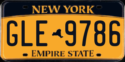 NY license plate GLE9786