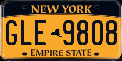 NY license plate GLE9808