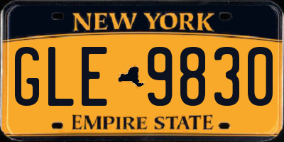 NY license plate GLE9830