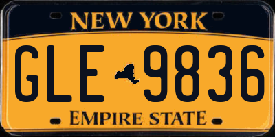 NY license plate GLE9836