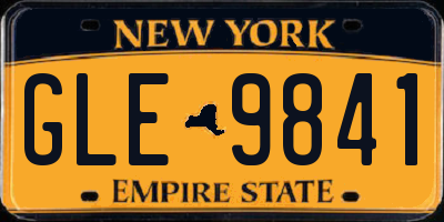 NY license plate GLE9841