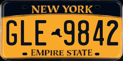 NY license plate GLE9842