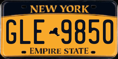 NY license plate GLE9850