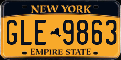 NY license plate GLE9863