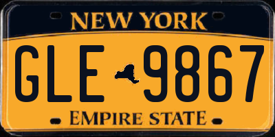 NY license plate GLE9867