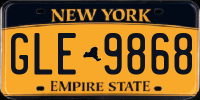 NY license plate GLE9868