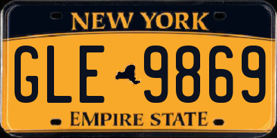 NY license plate GLE9869