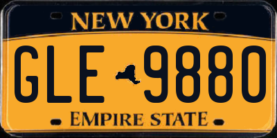 NY license plate GLE9880