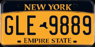 NY license plate GLE9889