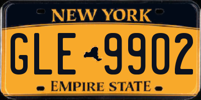 NY license plate GLE9902