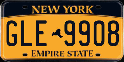 NY license plate GLE9908
