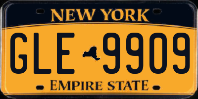 NY license plate GLE9909