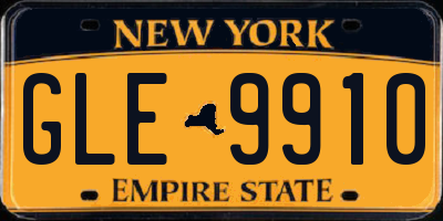 NY license plate GLE9910