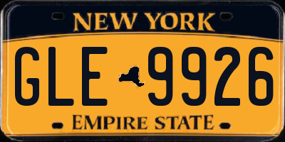 NY license plate GLE9926