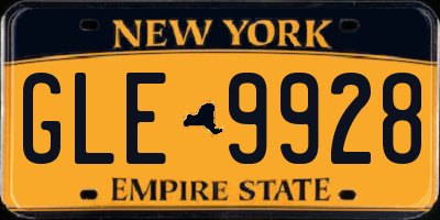 NY license plate GLE9928