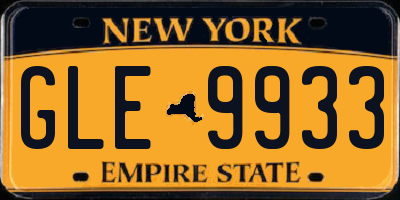 NY license plate GLE9933