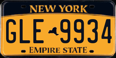 NY license plate GLE9934