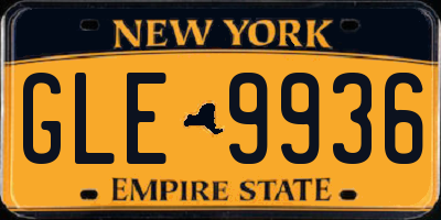 NY license plate GLE9936
