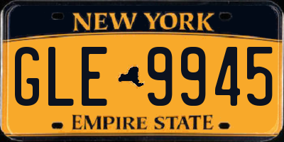 NY license plate GLE9945