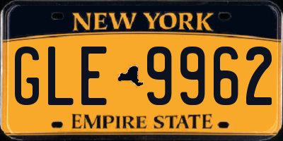 NY license plate GLE9962