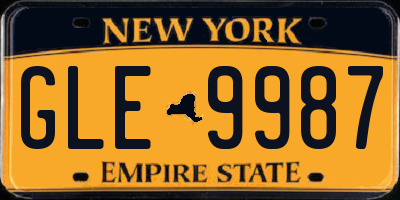 NY license plate GLE9987