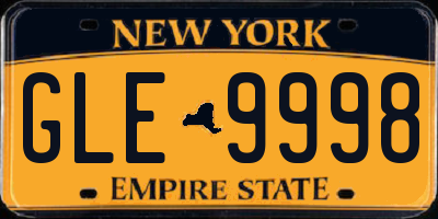 NY license plate GLE9998