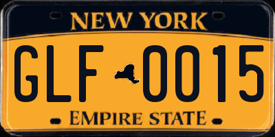 NY license plate GLF0015
