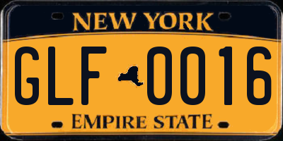 NY license plate GLF0016