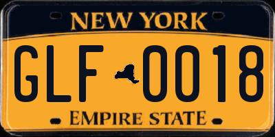 NY license plate GLF0018