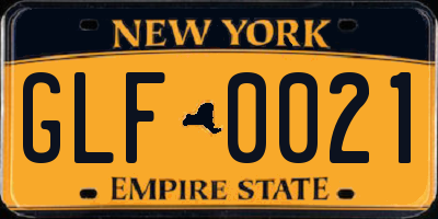 NY license plate GLF0021