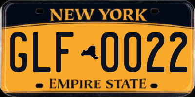 NY license plate GLF0022