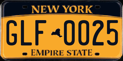 NY license plate GLF0025