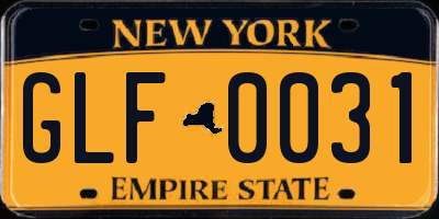 NY license plate GLF0031